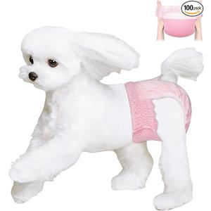 Ambreview Disposable Dog Diapers Female, Just Pull It Up, Doggie Diapers for Female Dogs, Strong Absorbency | Leak Proof, for Dogs in Heat | Elderly | Disabled, S 100 PCS