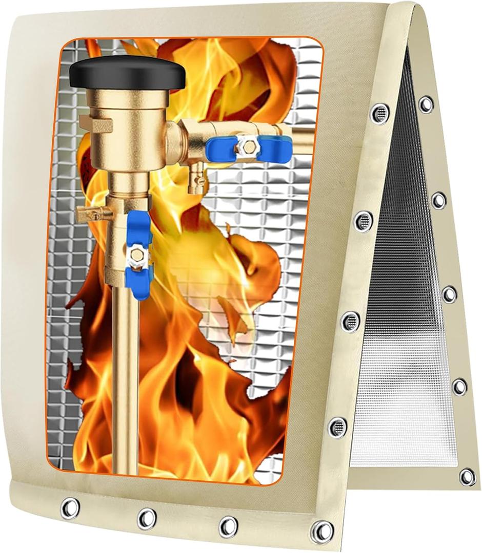 Backflow Preventer Pipe Insulation Cover (5F), 24"X30" Thicker Pressure Vacuum Breaker, Water Well Pump Sprinkler Valve for Winter Freeze Protection, Khaki