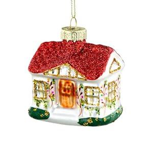 PETCEE Gingerbread House Ornaments - Blown Glass Gingerbread House Christmas Decorations Cute Gingerbreads Home Hanging Ornaments for Christmas Tree Gingerbreads Keepsake Gifts for Kids Family Friends