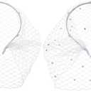 BENECREAT Mesh Veil Headband White Rhinestones Veil Headpiece Elegant Headband with White Veil Hair Hoop