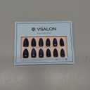 VSALON Press on Nails Short Almond - Blue Cat Eye Chrome Glue On Nails Kit for Women, Reusable Opaque Gel Stick on Nails with Glue & Cuticle Oil - 32 PCS Fake Nails in 16 Sizes (Midnight Tide)