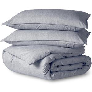 Bare Home Bedding Duvet Cover Queen Size - Premium 1800 Super Soft Collection - Lightweight Duvet Cover - Soft Textured Bedding (Queen, Heathered Midnight Blue)