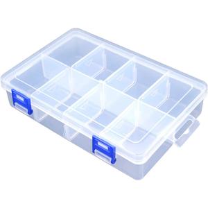 Plastic Compartment Storage Box With Adjustable Divider Removable Grid Compartment for Jewelry Small Accessories Hardware Fitting (8 Grids-Large x 1 Pack)