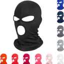 Pukavt 3 Hole Balaclava Ski Mask for Men Women, Thin Full Face Mask for Motorcycle Bike Hunting Cycling Skiing Cap (Black)