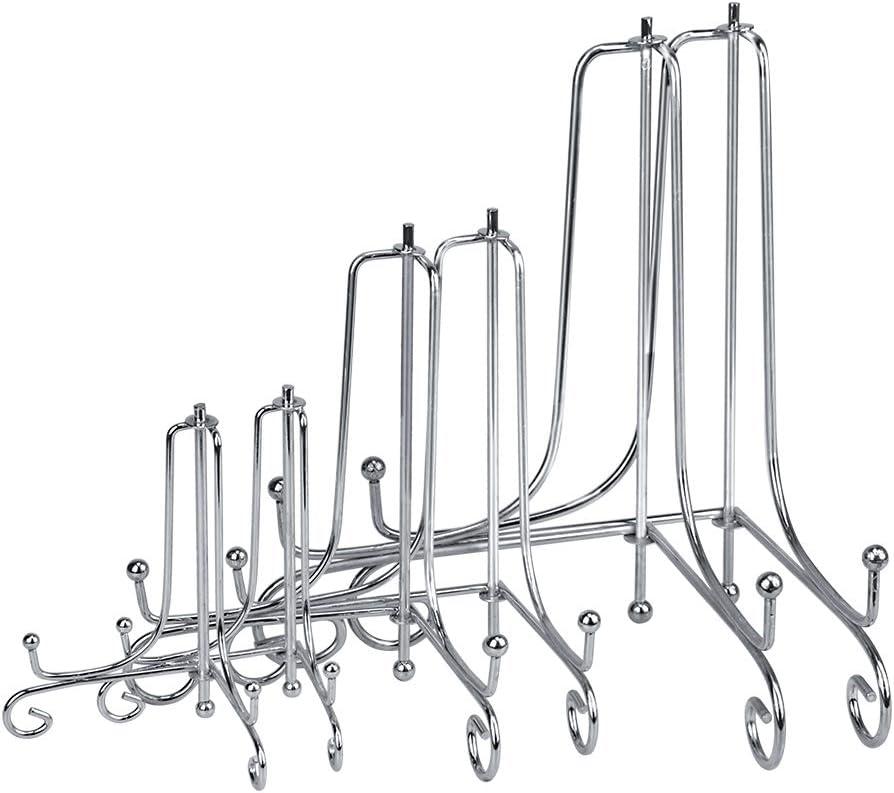 LIONWEI LIONWELI 6 Pack Iron Display Stand,Silver Iron Easel Plate Holder Stand for Displaying Pictures, Plates, Books and Arts (4, 6, 8 inch)