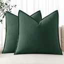 MIULEE Decorative Linen Pillow Covers 18x18 Inch Dark Green Boho Farmhouse Neutral Couch Throw Pillows for Bed Pack of 2 Accent Outdoor Pillowcase Modern Sofa Cushion Livingroom Home Decor (18" x 18" (Pack of 2))