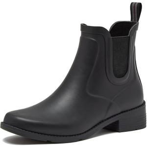 Lands' End Waterproof Rain Boots for Women, Comfortable Ankle Chelsea Boots Women, Burgundy or Black Womens Rain Boots (Size 10)