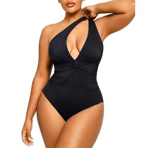 Women's One Piece Swimsuit Tummy Control Ruched Full Coverage Bathing Suit V Neck Slimming Swimwear XXL
