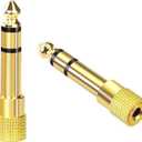 VCE 6.35mm (1/4 inch) Male to 3.5mm (1/8 inch) Female Stereo Audio Jack Adapter for Aux Cable, Guitar Amplifier, Headphone, 2 Pack