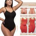 SHAPERX Women's Shapewear Bodysuit Tummy Control Body Shaper Waist Snatching Seamless Body Suit,SZ5213-Black-L/XL