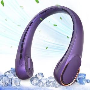 Portable Neck Fan, Neck Fans for Men, 4000 mAh Rechargeable Personal Fan,360 Hands Free Bladeless Fan, 3 Speeds Adjustable, Faster Cooling, Super Quiet, Suitable for Home, Office, Sports (Purple)