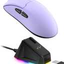 LTC GM022 Ultralight 3-Mode Wireless Gaming Mouse with RGB Charging Dock, PAW3395 26K DPI Sensor, 55G Lightweight Ergonomic Bluetooth Gaming Mouse, 5 Programmable Buttons, 80 Million Click Switch