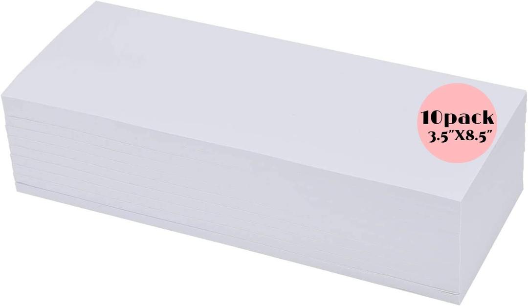 10 Pack 50Sheets 3.5"x8.5" Plain Notepads-Memo Pads-Scratch Pads-White Blank Writing Pads for Concession Stand,Restaurant Server,School and Office Supplies
