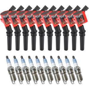 CarBole Ignition Coils Pack DG508 & Iridium Spark Plug SP479, Compatible with Ford E350 E450 Econoline Super Duty F350 F450, Replacement for FD503 DG457 F523 E213 E262 E409 (Set of 10)