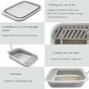 Senior Cat Litter Boxes, Collapsible Open Low Entry Cat Litter Pan with Scoop Travel Kitten Potty Foldable Pet Toilet for Sick Disabled Older Elderly Cats Grey 20.9x15.7x5.7 inch
