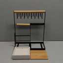 DreamGenius Jewelry Organizer Stand with Velvet Ring Holder, 4 Tier Jewelry Holder Organizer with 15 Hooks for Necklaces and 16 Holes for Earrings, Black (Medium)