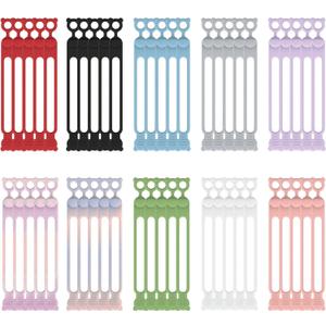 50-Pack Silicone Cable Ties Reusable, Rubber Cable Ties Cord Organizer Electronic Accessories in Home,Office,Kitchen,School,Travel