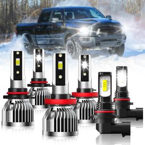 compatible with 2013 2014 2015 2016 2017 2018 DODGE RAM 1500 2500 3500 Without Projector Headlight Bulbs, 9005/HB3/H10 and H11/H8/H9 High/Low Beam, 9145 Fog Lights, Pack of 6
