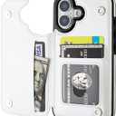 ONETOP Compatible with iPhone 17 Wallet Case with Card Holder, PU Leather Kickstand Card Slots Case, Double Magnetic Clasp and Durable Shockproof Cover 6.3 Inch (White)