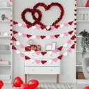 3 x Valentines Heart Garland Banner, Pre-Strung - Valentines Decorations - Valentines Banner Garland- Anniversary Wedding Birthday Party Decorations - Outdoor Home Hanging galentine's Day Decor