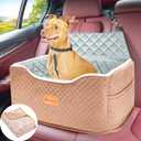 AlfaTok Memory Foam Booster Dog Car Seat Medium Dogs, Elevated Pet Car Seat Under 45 LBS, Detachable Washable, Anti-Slip Dog Booster Seat for Car Back Seat Only, Travel Dog Car Bed, Dog Seat Belt