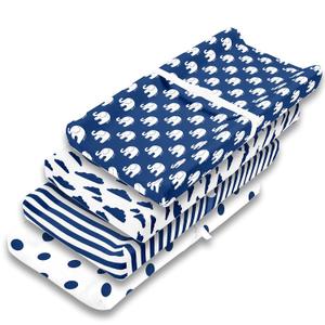 Changing Pad Cover  Premium Baby Changing Pad Covers 4 Pack  Boy or Girl Changing Pad Cover  Pure Jersey Machine Washable Navy and White Changing Table Cover  Diaper Changing Pad Cover Sheets