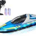 VEVOR RC Boat for Kids, Remote Control Boat for Pools & Lakes, Racing Boat with LED Light & 2 Rechargeable Batteries, Whole Body Waterproof, Water Play Toy Gift for Adults Boys & Girls (1 PC, Blue)