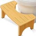 Bamboo Toilet Stool for Adults, 6.5" Toilet Stool Squat Adult Kids, Portable Simple Curve Squat Toilet Potty Stool, Non-Slip Poop Stool for Bathroom, Improve Squatting Posture and Comfort (Wood)