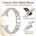 Melyis Slim Metal Band Fits for Samsung Galaxy Watch 8 7 6 5 4 FE 40mm 44mm/Galaxy Watch 8 6 4 Classic, 20mm Stainless Steel Galaxy 8 Watch bands for Women, Thin Band for Samsung Watch Bands-Silver