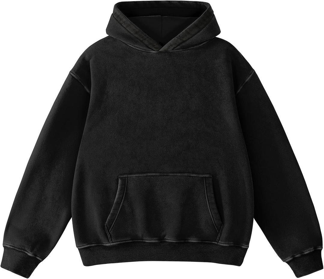 Hatant Oversized Hoodie Sweatshirts for Men Couples Heavyweight Hoodies Pullover Vintage Mens Acid Wash Sweaters Clothes 2026, M