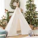 Sumbababy Kids Teepee Tent for Toddlers Indoor- Play Tents for Girls & Boys Slumber Party - Washable Tipi Sleepover Tent Kid Boho Toddler Tents with Lights & Carry Bag - Foldable Outdoor Gift Toys