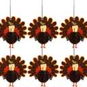 Outus Thanksgiving Hanging Paper Turkey Honeycomb Tissue Turkey Honeycomb Centerpiece for Thanksgiving Day Table Decorating Kit Party Supplies (6) Brown