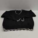 Pink Queen Women's Oversized V Neck Fuzzy Sweaters 2024 Casual Loose Long Sleeve Chunky Knit Pullover Jumper Tops (Large, Black)