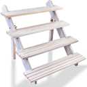 Vintage White Display Riser, Earring Display Stands, Showcase Cascading Merchandise Organizer Tray Vendor Display Supplies for Tabletop Shows Solid Wood (4tier)