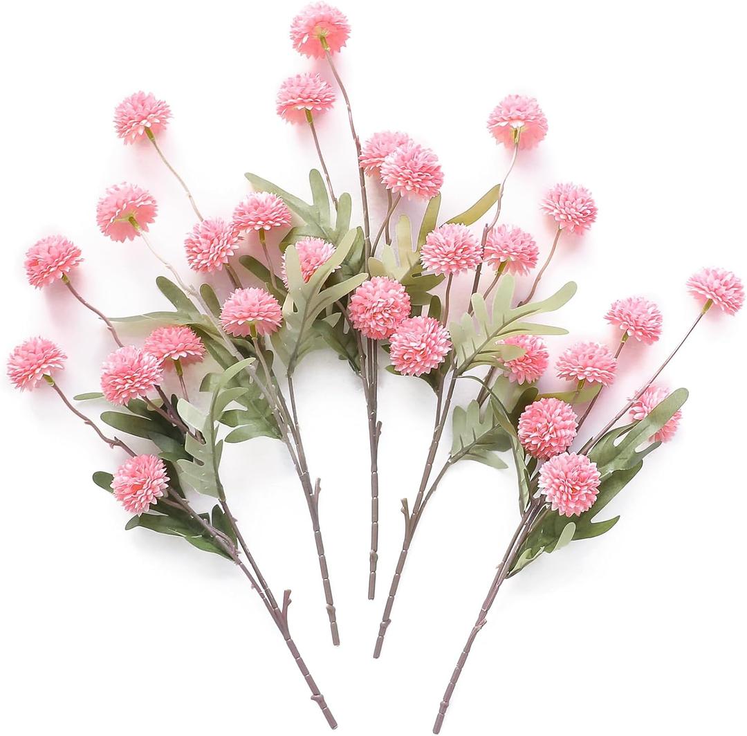Floroom 10 pcs Blush Faux Silk Mums Artificial Flowers, Bulk Fake Small Mini Chrysanthemums with Stems for DIY Pink Wedding Centerpieces Floral Arrangements Vase Fillers Home Decorations