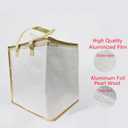 11.8×11.8×13.8" Reusable Insulated Zipper Aluminum Foil Tote Bag Suit for Picnic Cake FruitDrink Refrigeration Also for Delivery of Takeaway Thermal Pizza Insulated Delivery (Laser White)