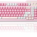 Aula F3099 Wireless Keyboard with Media Knob, Tri-Mode BT5.0/2.4GHz/USB-C Cute Creamy Keyboard with Number Pad, RGB Backlit Gaming Keyboard, Quiet Typing Pink Computer Keyboards for Office Laptop/PC