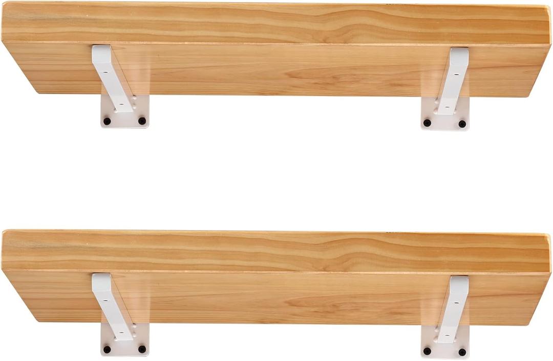 White Shelf Brackets 12 Inch, Heavy Duty Wall Mounted Metal Shelving Bracket, Decorative Floating Industrial Iron Brackets for Shelves, Set of 4