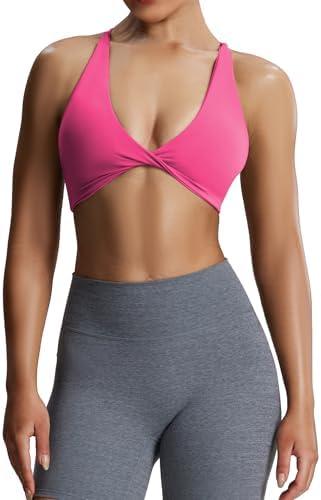 Aoxjox Women's Workout Sports Bras Fitness Metamorph Sienna Twist Bra Yoga Crop Tank, Size: Medium