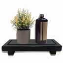 Spriieny Black and White Natural Pine Bathroom Base Support Tray, Kitchen Bathroom Dresser Decorative Tray, Suitable for soap, Bathroom Bottle, Perfume Bottle, Dresser, Counter (Black)
