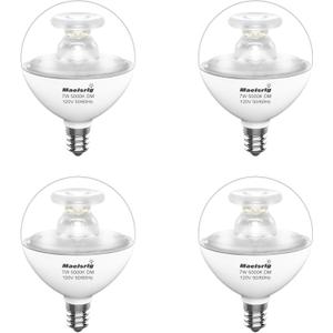 G16.5 Light Bulb LED, 60W Equivalent, Small Round Light Bulbs, E12 Candelabra Base, Dimmable, Daylight 5000K, 7W 600 Lumens, Type G Light Bulb, Clear Glass, Pack of 3