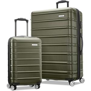 Samsonite Omni 2 Hardside 2 Piece Set - Includes Global Carry-On & Large Checked Suitcases - 360° Dual Spinner Wheels - Integrated TSA Lock & Expansion - Vita Olive