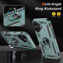 2 x IKAZZ for iPhone 16 Case 6.1 Inch with Screen Protector,Military Grade Shockproof Heavy Duty Protective Phone Cover Pass 16ft Drop Test with Magnetic Kickstand Car Mount Holder,Pine Green Color