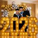 Yunsailing Graduation Decorations Class of 2026, 3 ft 2026 Light up Marquee Numbers, Pre Cut Foam Board Frame for Kindergarten Preschool High School College Prom Party Decor (Black Gold)