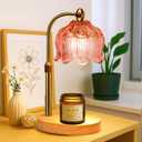 GEEZO Fragrance Candle Warmer LampElectric Candle Warmer with Timer & DimmerMom Christmas Birthday Gifts for Women, House Warming Gifts New Home Bedroom Decor (Tulip Pink)