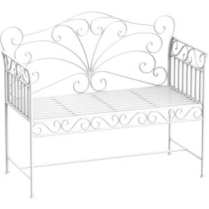 Outsunny 43" Garden Bench, Outdoor Patio Bench with Armrests, Metal Porch Bench for Backyard, Poolside, Lawn, Cream White