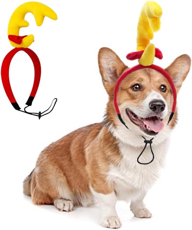 ANIAC Dog Antlers Headband Christmas Dog Outfit for Small Medium Large Dog Reindeer Costumes Pet Elk Head Accessories for Christmas Halloween (Yellow, Small)