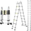 A-Frame Aluminum Telescopic Extension Ladder with Non-Slip Feet, 16.5FT Rv Telescope Foldable Extendable Compact Ladders for House Roof Travel Trailers, Adjustable Retractable, 330lbs Capacity (Silver)