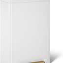 Kohler 13-Gallon Stainless Steel Step Trash Can, White Stainless Steel & Moderne Brushed Brass, Hands-Free Pedal, Quiet-Close Lid, K-20940-WMB