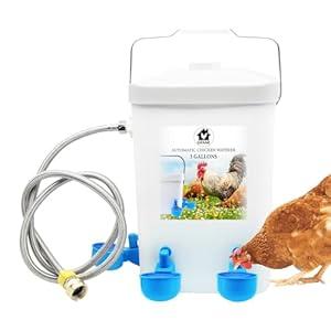 Automatic Chicken Waterer Float Controlled, 3 Gallons Poultry Waterer Dispenser with Hose Attachment, Poultry Automatic Drinking Accessories for Chicks, Duck, Goose, Turkey
